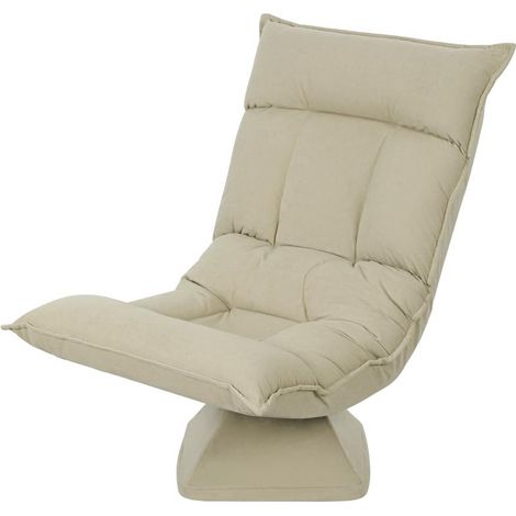 Fauteuil de sol pivotant à 360° avec dossier réglable 5 positions, canapé de sol pliable, fauteuil de méditation, canapé confortable rembourré pour salon, jeux et lecture, beige (1/5)