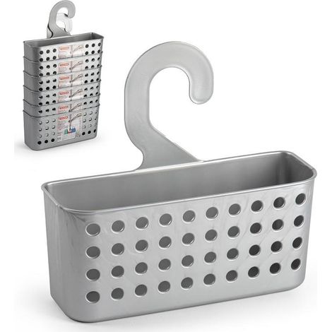 1 Pezzo Cestello Organizzazione Bagno con Gancio Argento (1/2)