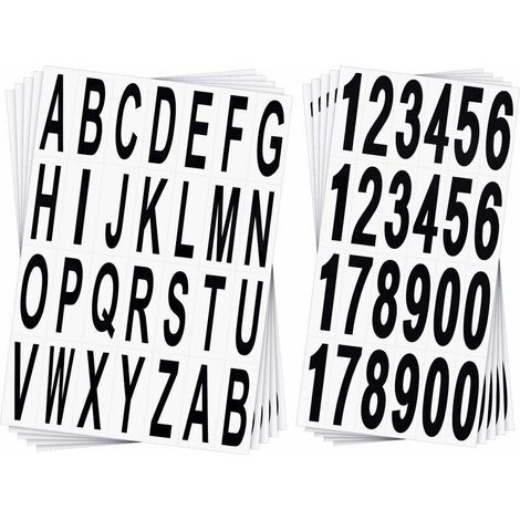 10 Bögen mit Zahlen- und Buchstabenaufklebern für Briefkästen, schwarze Vinylaufkleber für Haus-, Wohnungs-, Fenster-, Tür-, Auto- oder LKW-Adressen.