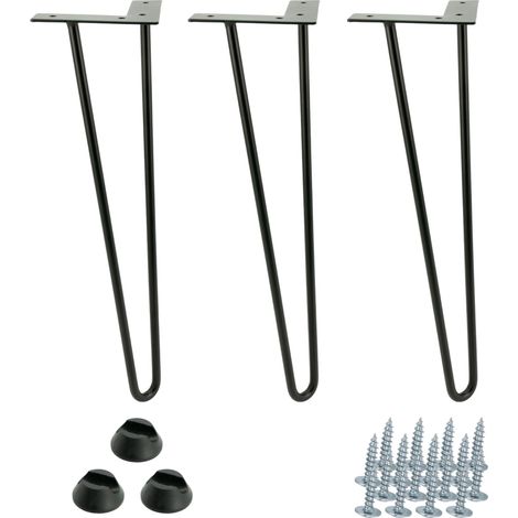 Juego de 3 patas de horquilla para muebles, altura 41 cm, 2 varillas, negras (1/5)