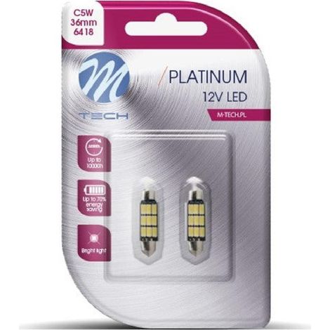 AMPOULES LED X 2 - NAVETTE C5W 36MM 9XSMD5630 BLANC (L815W PLATINUM)