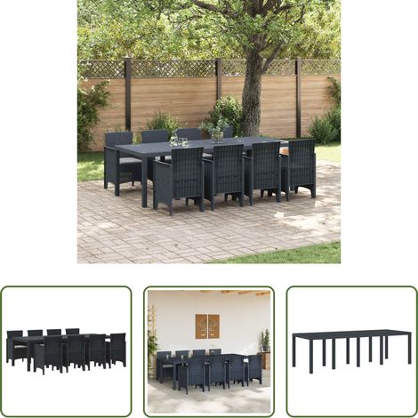 vidaXL Garten Tisch -  Garten Essgruppe 9 pcs Anthrazit Polypropylen (1/5)