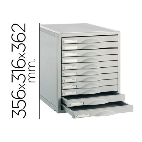 Fichero cajones de sobremesa 8211c 356x316x362 mm 11 cajones color gris