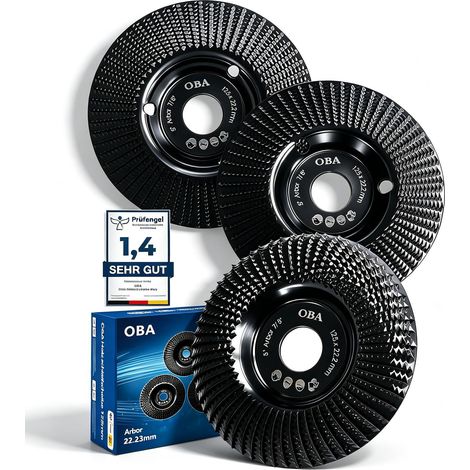 Disque Bois Meuleuse 125mm, 3 Pièces Disques de Meulage pour Façonner, Meuler et Sculpture, Roues pour Meuleuse d'angle, Trou de refroidissement automatique (1/5)