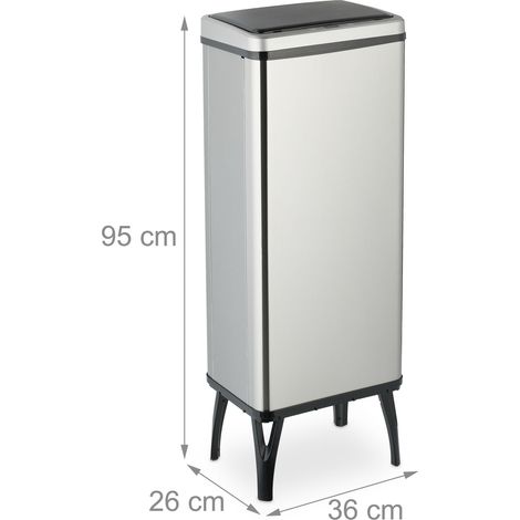 Pattumiera automatica con sensore 71,5 x 36 x 26 cm smaltimento igienico design moderno in acciaio inox argento 130016677