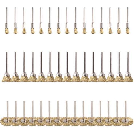 45-teiliges Messingbürsten-Set, Drahtpolierset, Stahlpolierscheiben, Rundbürste mit 3 mm Schaftdurchmesser (1/5)