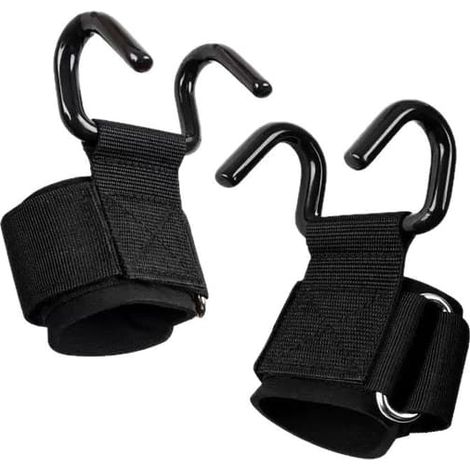 Paire de crochets de levage robustes - Capacité de 272 kg - Rembourrage de poignet en néoprène de 8 mm - Crochets en acier antidérapants et sangles en nylon réglables - Soulevé de terre - Traction - 8 (1/4)