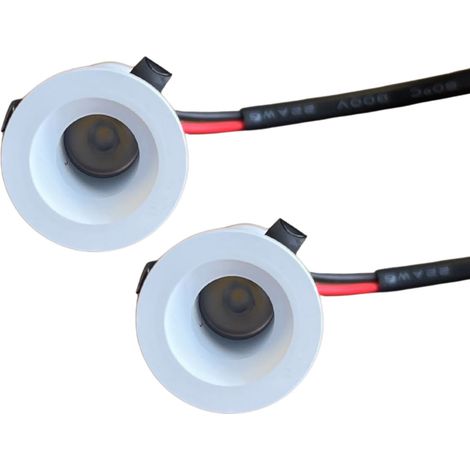 2 Pezzi Mini Faretto Led Da Incasso Rotondo, Carcassa Bianca 3000K, 1W 80LM 220V, Ø2240mm, Foro 17mm, Angolo 15° IP20