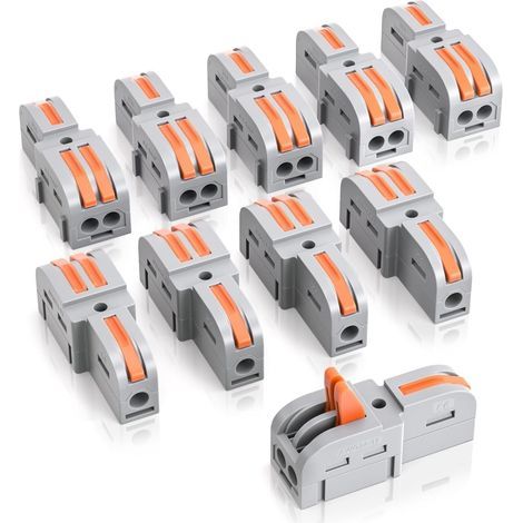 10 clips de conexión (1 de entrada, 2 de salida) para conectar tres cables con palanca, conector de cable con abrazadera para cables de 0,2-4 mm², para proyectos de bricolaje. (1/5)