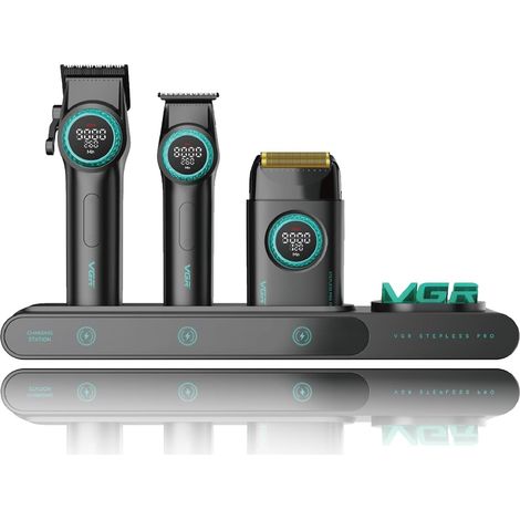 3 in 1 Men's Hair Clipper Kit With Hair Trimmer Cordless Clipper Pro Gradient Hair Cutting and Hairdresser, 9000RPM, Digital LED Display, Metal Handle, Black (1/5)