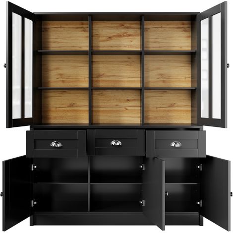 Armoire haute pour salon (140×38.5×175cm), vitrine, meuble de cuisine, meuble de salle à manger avec tiroirs, armoire haute moderne minimaliste, vitrine sur pied pour cuisine, salon et salle à manger, (1/5)
