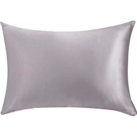 Lot de 2 Taies d'Oreiller en Soie Douce 50x75cm - Gris (1/4)