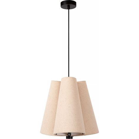 Pendelleuchte Stoff Metall B: 343 cm H: max. 165 cm Beige Schwarz E27 3-flammig Modern Hängelampe