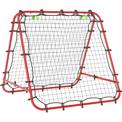 Rebondisseur de football pliable en acier avec filet PE, réglable sur 5 niveaux, 100 x 95 x 90 cm, rouge (1/5)