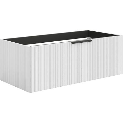 Mobile sotto lavabo sospeso con scanalature Bianco 100 cm - PALIRO