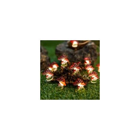 Ghirlanda luminosa a LED a forma di fungo, 3 m, 30 LED, decorazioni natalizie a batteria, luci fatate per la cameretta di una bambina, per interni/esterni.