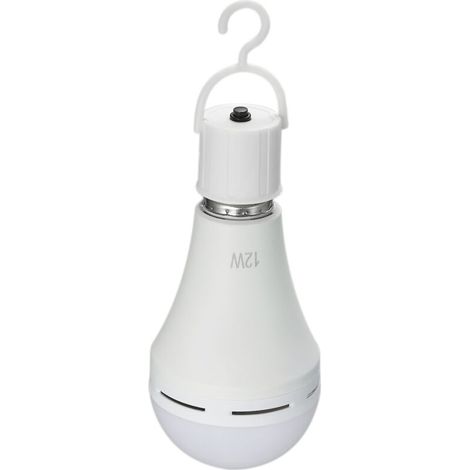 Lot de 2 ampoules LED d'urgence multifonctionnelles rechargeables de 12W équivalentes à 60W 6000K, E26/E27, AC100240V, lampes suspendues pour l'extérieur