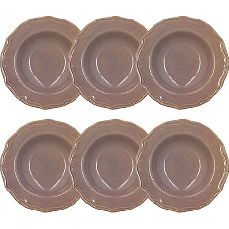 Lot de 6 assiettes creuses 23,5cm en grès, SIGNATURE (1/3)