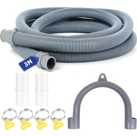 3 Mètres Rallonge Tuyau Machine à Laver, Rallonge Tuyau Lave VaisselleUniversel, Tuyau de Vidange pour Lave-linges Sèche-linges, avec 2 Connecteurs et 4 Colliers de Serrage (1/5)