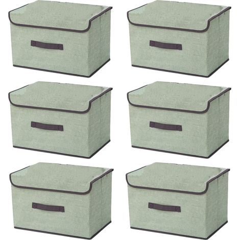6 Boîte de Rangement avec Couvercle,Sac de Rangement,Pliable Rangement Tissu pliable avec Couvercle, Panier de Rangement,Coffre à Jouets pour Jouets,Vêtements (Vert, 36×23×24 cm) (1/5)