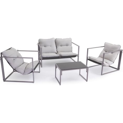 Conjunto Sofa + Mesa + 2 Sillas Roma. Muebles de Jardin y Terraza