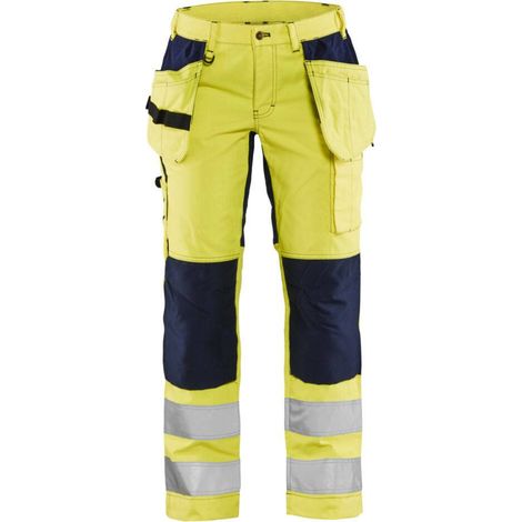 Pantaloni da lavoro ad alta visibilità stretch donna 7163 - Giallo fluorescente/Marine M - IT(42) - DE(C40) - Norme (1/2)