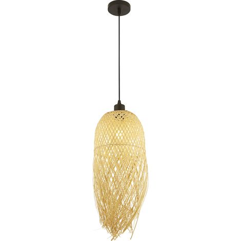Sospensione Contemporanea Bali Legno Nero Marrone 1 Luce E27 (1/4)