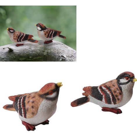 Adornos de pájaros para jardín, hechos de resina, 2 piezas, modelo artesanal de 14 x 6 x 8 cm, resistentes a la intemperie, para macetas y patios, idea de regalo. (1/5)