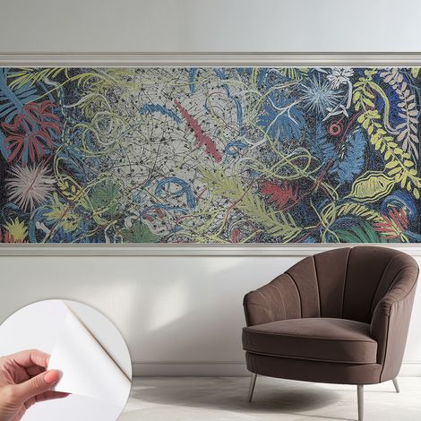 Fototapete Selbstklebend - trendige Wanddeko - Schlafzimmer - Wohnzimmer Pflanzliche Wirbel 250x104 cm (1/5)