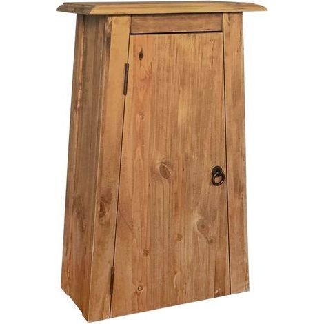Armoire 1 porte 1 étagère pin recyclé clair Caged (1/4)