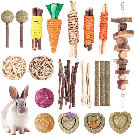 18 Pieces Chew Toys for Small Animals - Rabbits, Hamsters, Guinea Pigs, Chinchillas - Molar Toys for Rodents (1/5)