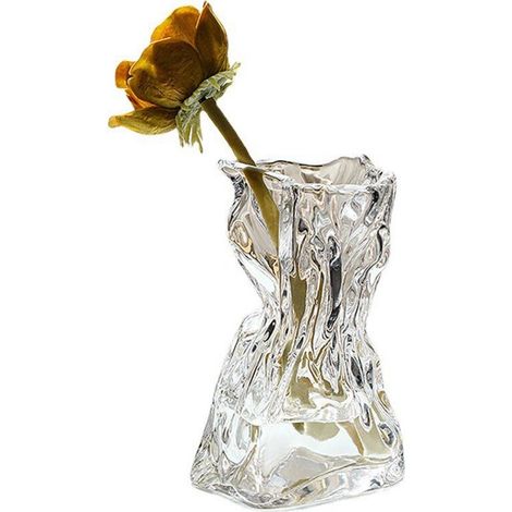 Vase en Verre Plissé Élégant pour Plantes Hydroponiques, Décoration de Table Salle à Manger avec Fleurs Séchées, Ornement Art floral (1/5)