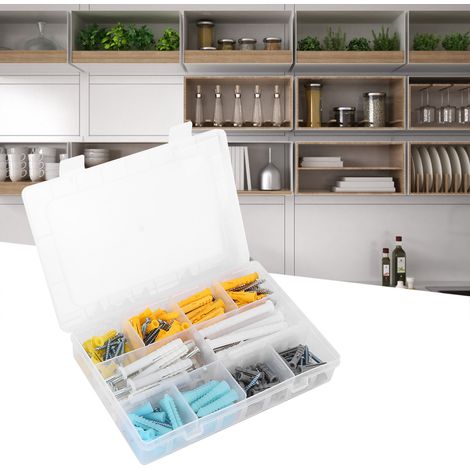Lot de 200 vis autotaraudeuses avec chevilles d'expansion, vis et chevilles en plastique (1/5)