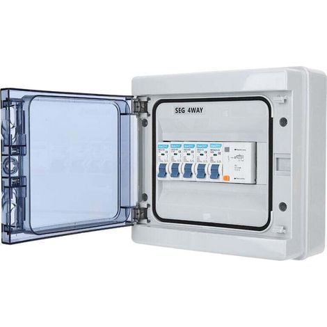 4-Way Waterproof Circuit Breaker with Leakage Protection, 63A 30mA RCD + 4MCB 6A + 2 x 16A + 32A