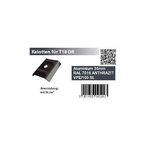 Kalotte Alu 35 mm breit 100St./Pkg, RAL 7016