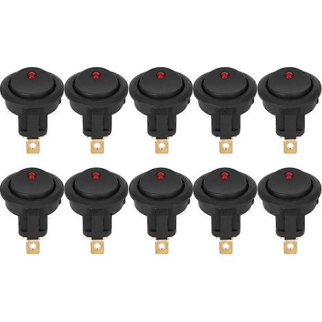 10 Stück runde Wippschalter EIN/AUS 12V wasserdicht SPST-Schalter LED-Spotlights Silberner Anschluss 3-polig