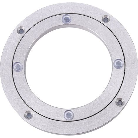 Roulement de bureau, plateau tournant universel de table ronde en alliage d'aluminium argenté, plaque à rouleaux rotative, pour la décoration de gâteaux (8 pouces diamètre intérieur : 14,5 cm diamètr (1/4)