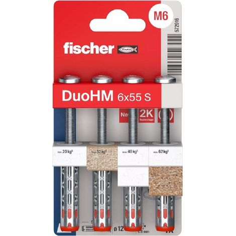 FISCHER 572916 Hohlraumdübel DuoHM 6x55 S PH TX, Panhead-Schraube, TX-Antrieb, 4 Stk (1/5)