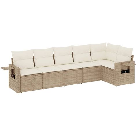 Maison Exclusive - Juego de sofás jardín con cojines 6 pzas ratán (1/3)