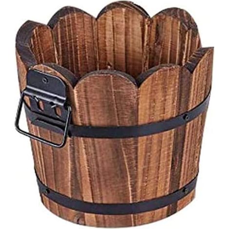 Blumentöpfe aus Holz, Pflanzgefäße, Blumentöpfe, natürlich, handgefertigt, gesundheitlich unbedenklich, mit Abflussloch, für drinnen und draußen, Haus, Garten, Terrasse (1/5)