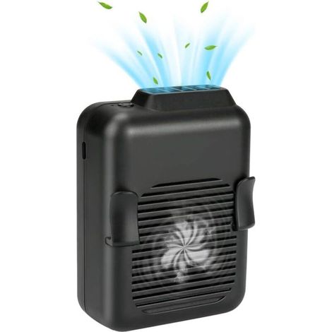 Mini ventilateur à clip de taille portable mains libres, collier, ventilateur de charge USB 6000 mAh pour la randonnée en plein air, le camping et le refroidissement (1/5)
