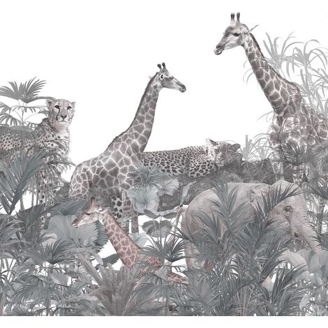 Papier peint panoramique - Animaux de la Jungle - 130 cm x 130 cm (1/2)