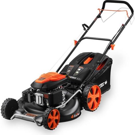 FUXTEC 4in1 Benzin Rasenmäher FX-RM5396 – 5,3PS & 53cm Schnittbreite & Höhenverstellung 25-75mm 70L Grasfangkorb, Mulchfunktion & Seitenauswurf (1/5)