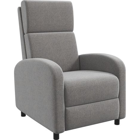Sillón reclinable para TV en tejido efecto lino gris con reposapiés, hasta 120 kg, MODENUIT (1/5)