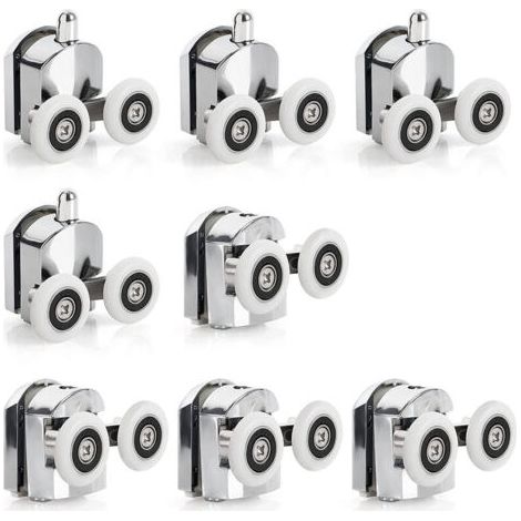 royaluxe-Lot 8 roulettes porte douche 23 mm – roues jumelées alliage de zinc – vitres 4-6 mm, installation facile (1/5)