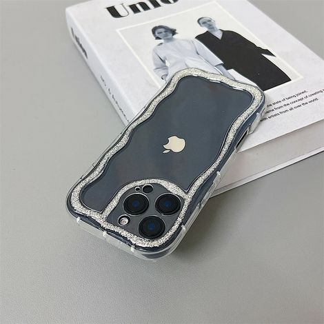 Coque ondulée pour iPhone 16 (noir), transparente et élégante, résistante aux chocs.