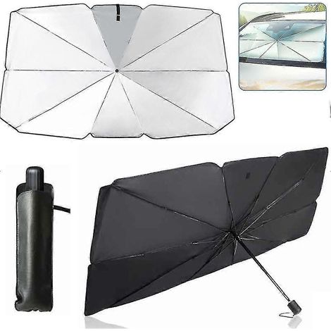 Auto-Sonnenschutz für die Windschutzscheibe, faltbarer Sonnenschutz aus titansilbernem Stoff-79 x 145 cm