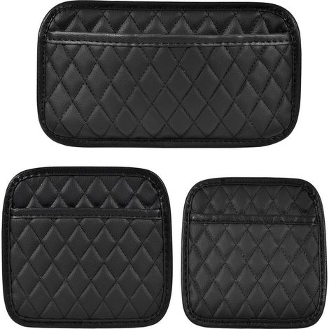 3 Pièces Vide Poche Voiture de Différentes Tailles,Rangement Siege Voiture,PU Cuir Rangement de Voiture,Organisateur Voiture,Boite de Rangement Voiture,Noir (1/4)