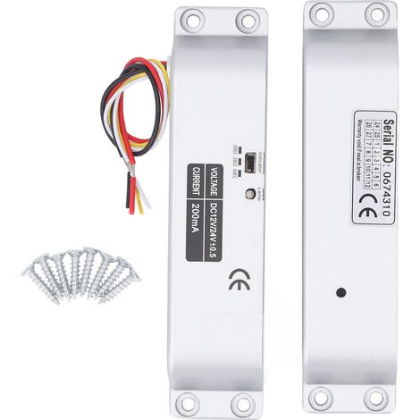 Serrure à mortaiser électrique avec temporisation, mode NC, sécurité intégrée, pour portes en bois et en verre. Compatible avec portes en bois et en verre. (1/5)