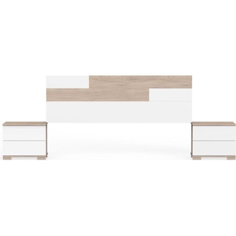 Conjunto cabecero y mesitas Erika en acabado blanco/aurora 105 cm(alto) 212 cm(ancho) (1/3)